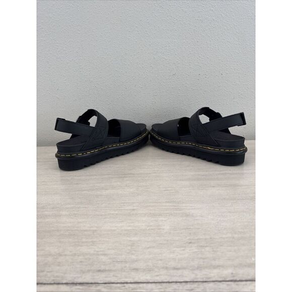 Dr. Martens Women Sz 8 Voss Mono Hydro BLACK Leather Sandals - Picture 8 of 13